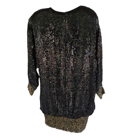 Lillie Rubin Sequin Bubble Dress 80s Black Gold sz Small - Picture 9 of 16